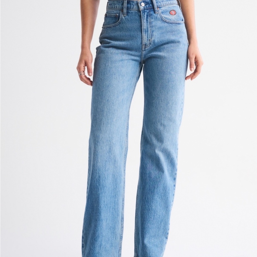 Abercrombie & Fitch Blue High Rise Jeans curve live 49er jeans - Picture 2 of 4